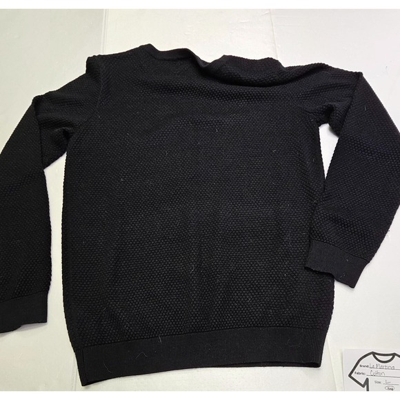 RED P G Black Textured Sweater Sequin Front Square Neck Long Sleeve Size L - Picture 6 of 7